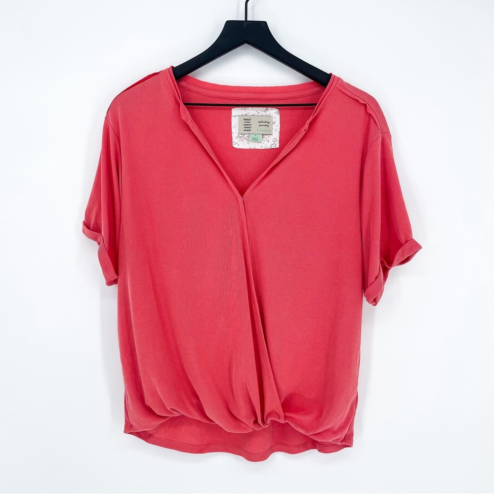Anthropologie Saturday Sunday Clarissa Wrap Top Coral | Small